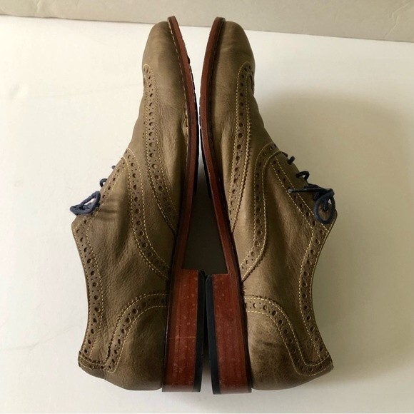 Cole Haan Men\'s Nike Air Colton Olive Taupe Distressed Leather Wingtip Oxfords